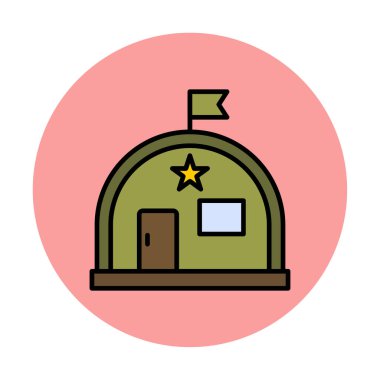 Basit Askeri Depo simgesi, vektör illüstrasyonu