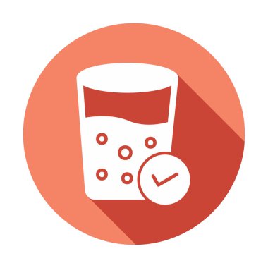 Kabarcıklı bir bardak su ve simge vektör illüstrasyonunu işaretle 