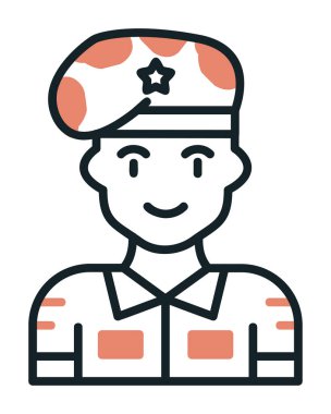 asker web simgesi, vektör illüstrasyonu 