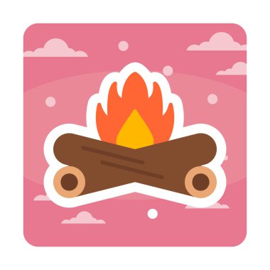 Basit düz ateş ikonu, vektör illüstrasyonu