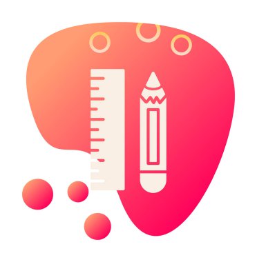 Kalem ve cetveli satırı simgesi, vektör çizim