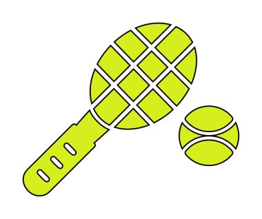 Tenis topu ve raket hattı biçim vektör tasarımı                  