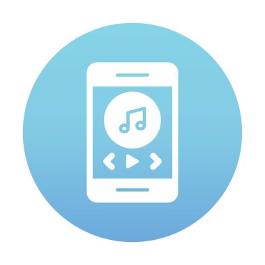 Müzik notası ikon vektör illüstrasyon tasarımı ile akıllı telefon müzik çalıcı                               