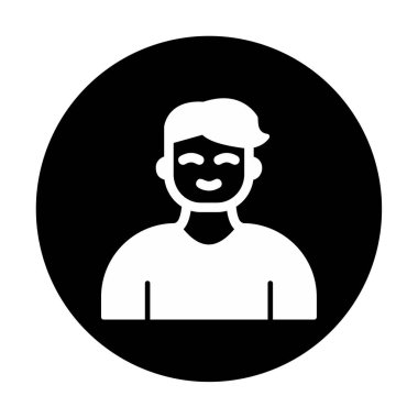 Saç stili vektör çizimi olan genç erkek avatar. 