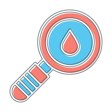 Loupe ikonu. Büyüteçteki su damlasının vektör çizimi