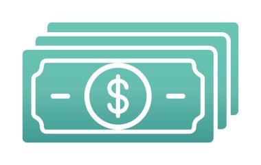 Dolar para çizgisi simgesi, vektör illüstrasyonu