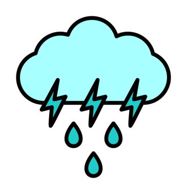 Gök gürültülü yağmurlu bulut sembolü, hava durumu ikonu, vektör illüstrasyonu 