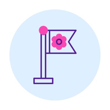 Sakura bayrak simgesi, vektör illüstrasyonu 