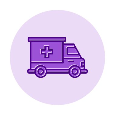 ambulans araba simgesi, renk vektörü çizimi