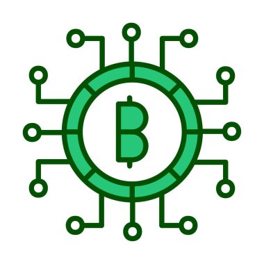 Bitcoin işareti, vektör illüstrasyonlu dijital para simgesi 
