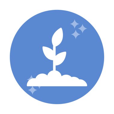 Yer simgesinde büyüyen bitki, vektör illüstrasyonu 