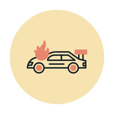 Yanan Araba ikon vektör illüstrasyonuName