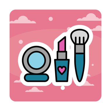 Makyaj araçları web simgesi, vektör illüstrasyonu