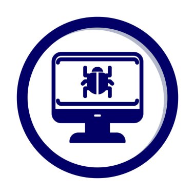 yazılım hatası düz simgesi, vektör illüstrasyonu, Sistem Virüsü 