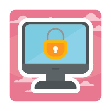 Basit Bilgisayar monitörü Ekran simgesi, vektör illüstrasyonunu kilitle