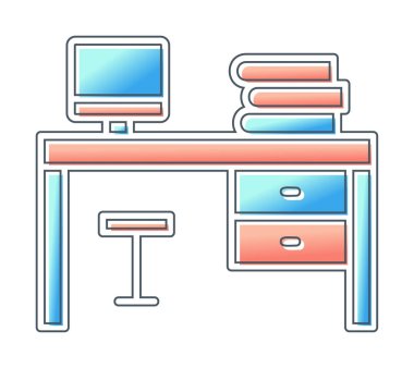 ofis masası simgesi, basit vektör illüstrasyonu