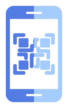 Akıllı Telefon Ekran Web simgesi Qr Kodu, vektör illüstrasyonu 