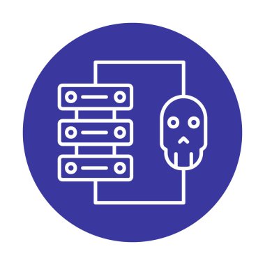 veri merkezi ve Hackleme vektör çizgisi simgesi, imza illüstrasyonu 