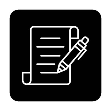 Kalem simgesi ve vektör illüstrasyonlu kağıt sayfası 