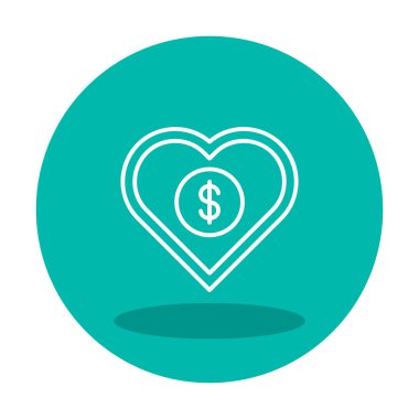 Dolar kalbi favori simgesi, vektör illüstrasyonu 