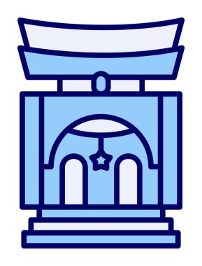 Basit antik Asya Tapınağı simgesi, vektör illüstrasyonu