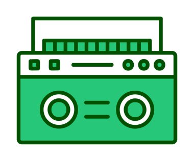  Boombox düz simgesi, vektör çizimi