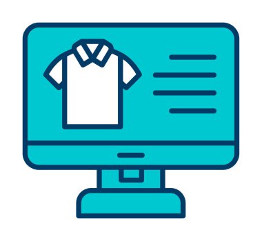 Basit Kumaş Çevrimiçi Alışveriş simgesi, vektör illüstrasyonu