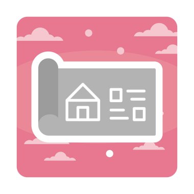 Ev Planı simgesi, vektör illüstrasyonu            