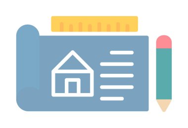 Basit Mimari Planı simgesi, vektör illüstrasyonu