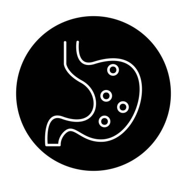 İnsan mide ikonu. Beyaz arkaplanda izole edilmiş web tasarımı için İnsan mide vektörü simgesi