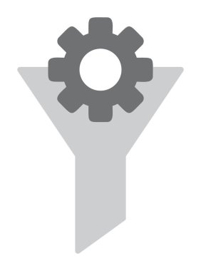 Vites simgesiyle filtre hunisi, vektör illüstrasyonu