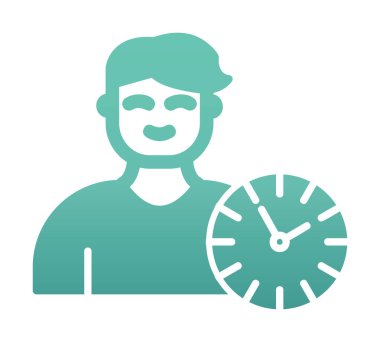 Saat simgesi olan kişi, vektör çizim tasarımı. Zaman Yönetimi                       