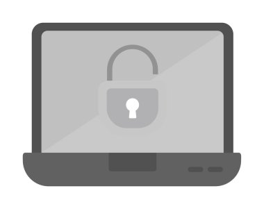 dizüstü bilgisayar Aygıtı Kilitli simge vektör çizimi