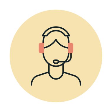 Basit Müşteri Hizmeti Temsilcisi simgesi, vektör illüstrasyonu