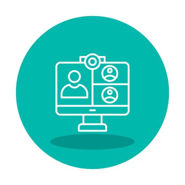 Basit çevrimiçi toplantı simgesi, vektör illüstrasyonu