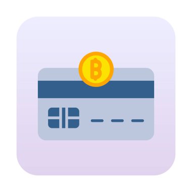 Bitcoin cüzdan simgesi, bitcoin simgesi olan kredi kartı, vektör illüstrasyonu 