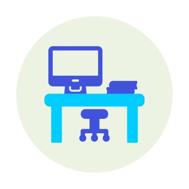 ofis masası simgesi, basit vektör illüstrasyonu