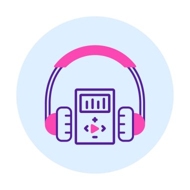 Düz kulaklık simgesi, web afişi, web ve mobil, bilgi grafikleri için vektör illüstrasyon kavramı.