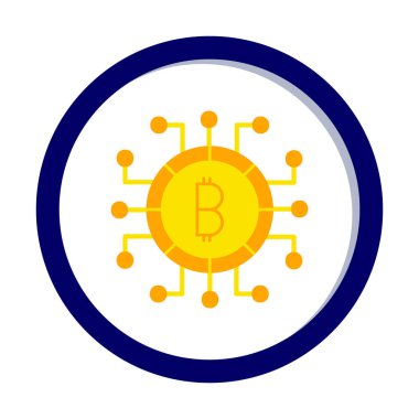 Bitcoin işareti, vektör illüstrasyonlu dijital para simgesi 