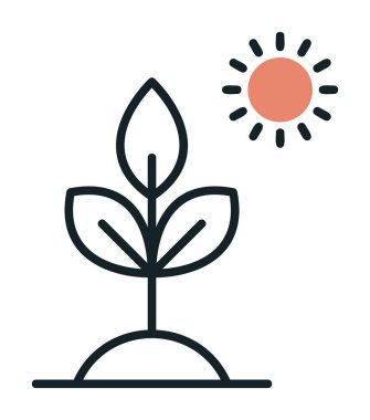 Biyoloji Bitki ana hatları simgesi beyaz arkaplanda izole edildi