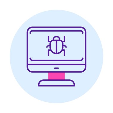 yazılım hatası düz simgesi, vektör illüstrasyonu, Sistem Virüsü 