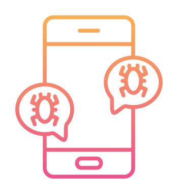 akıllı telefon virüslerle enfekte, vektör illüstrasyonu basit tasarım