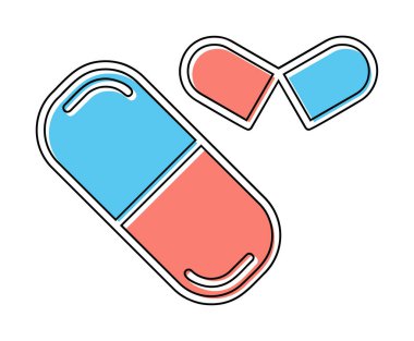 ilaç yassı ikonu, kapsüller, haplar            