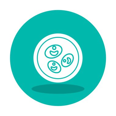 Bakteri petri kabı ve bakteri vektör simgesi 