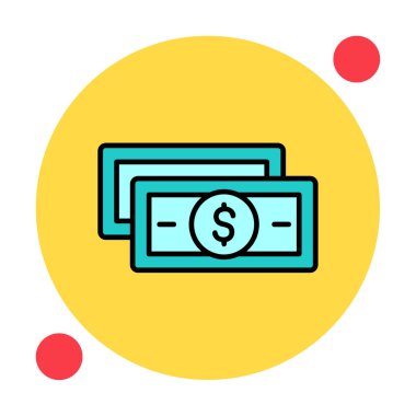 Dolar para çizgisi simgesi, vektör illüstrasyonu