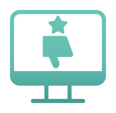 Kötü İnceleme simgesi, vektör illüstrasyonlu basit ekran