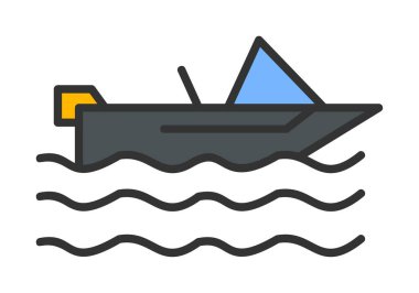 Basit Motorboat simgesi, vektör illüstrasyonu