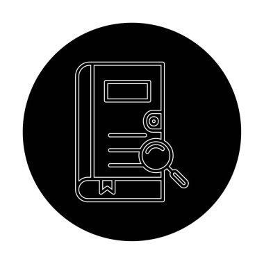 Büyüteç vektör çizimi olan bir kitap. Arama Kitabı kavramı                  