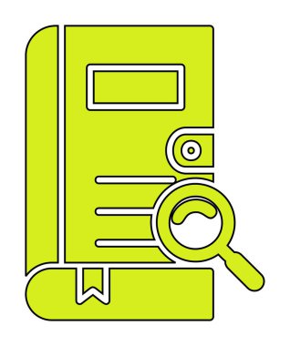 Büyüteç vektör çizimi olan bir kitap. Arama Kitabı kavramı                  