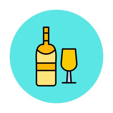 şarap şişe ve cam kutsal kişilerin resmi, vektör çizim  